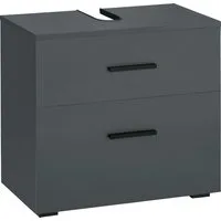 welltime Waschbeckenunterschrank Skara mit Klappe und Schubkasten, schwarze Griffe, Breite 60 cm, Höhe 55 cm