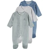 vertbaudet Schlafanzug Baby Samt-Strampler BASIC 3er-Pack