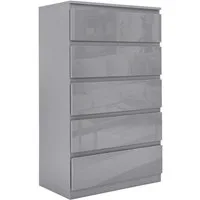 HTI-Living Kommode Kommode Kenji 5 Schubladen Hochglanz Grau (Stück, 1 St., 1 Kommode), Sideboard