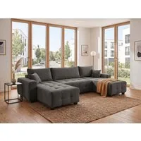 OTTO home Wohnlandschaft Bella U-Form, Breite 314 cm, Wonlandschaft, Schlaffunktion,Bonnelfederkern,Rückenkissen