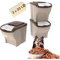 GarPet Futterbehälter 3er Set Hundefutter Aufbewahrung Futtertonne Hund Futterbox Katze 60 L