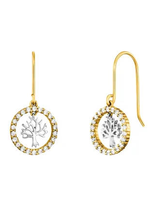 Julie Julsen Ohrhänger 925/- Sterling Silber rhodiniert/vergoldet 44 Zirkonia Baum