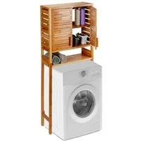 relaxdays Waschmaschinenumbauschrank Waschmaschinenschrank Bambus