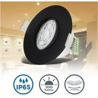 B.K.Licht LED Einbauleuchte 6er Set Bad Einbaustrahler, IP65, Schwenkbare Deckenspots, LED fest integriert, Warmweiß, 3.000K, 480Lm, 4,9W, Kunststoff, 9 x 4,2 cm