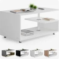 Casaria Couchtisch Orlando, Stauraum 3 Ablagen Holz Modern Höhenverstellbar 95x55x50cm Weiß