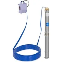 Hillvert Tiefbrunnenpumpe 3.800 l/h Brunnenpumpe Tauchpumpe 370 W Edelstahl Wasserpumpe 39 m