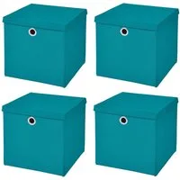 StickandShine Faltbox 4er SET 33 x 33 x 33 cm mit Deckel – perfekt für KALLAX - 19 Farben