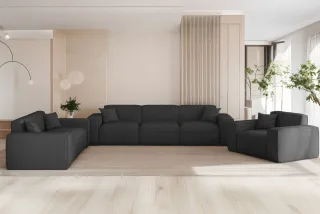 Sofaset Designersofa CELES PREMIUM 3-2-1 in Stoff Artico Anthrazit