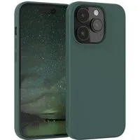 EAZY CASE Handyhülle für Apple iPhone 14 Pro Hülle Silikon 6,1 Zoll, Silikon Schutzhülle mit Kameraschutz kratzfest bumper Grün / Nachtgrün