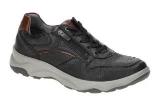 Waldl?ufer Herrenschuhe 718007 H-MAX Schwarz/Cognac Bequeme Schn?r Halbschuhe