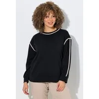 Ulla Popken Sweatshirt Sweatshirt Zierstreifen Classic Rundhals Langarm
