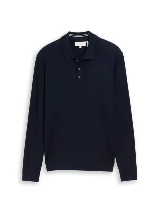 Tom Tailor - Strickpullover mit Polokragen sky captain blue - Gr. - S
