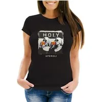MoonWorks Print-Shirt Damen T-Shirt Fotomontage Nonnen Alkohol Holy Aperoli Fotoprint mit Print