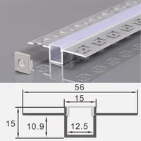 ENERGMiX LED-Stripe-Profil 2m Alu Profile Unterputz Profil Trockenbau Schiene Kanal System mit, Aluprofil mit Milchglas Abdeckung Unterputz einabu von LED-Streifen