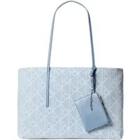 Calvin Klein Tragetasche EMBLEM AOP DENIM TOTE W/ POUCH (Set, 2-tlg), Schultertasche, Umhängetasche mit Reißverschluss-Täschchen, 2 tlg.