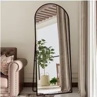 zebery Ganzkörperspiegel Standspiegel Bogenspiegel mit Alu-Rahmen (Set, 1-St., (HD-Spiegelung), Schwarz,162 x 53cm