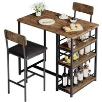 GarveeMore Esstisch Esstisch-Set für 2, Küchentisch und Polsterstühle für 2