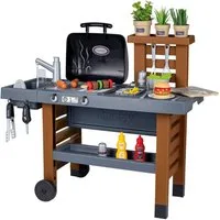 Smoby Spielküche Outdoor Gartenküche Kunststoff, mit Grill, Spülbecken und Wasserpumpfunktion, Made in Europe