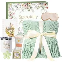 Wohndecke Pflege-Geschenkbox Geburtstagsgeschenke für Frauen 12tlg, HOMELIVE, Geschenke Korb Pflege Paket, Luxus Flannel Decke, Muttertag Geschenk