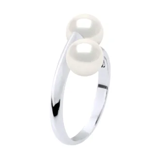 Ring You & Me – 2 echte Süßwasser-Zuchtperlen rund 6–7 mm – Qualität AAA