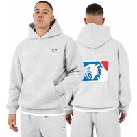 Smilodox Hoodie Striver, Kapuzenpullover Oversized mit Backprint, Kängurutasche Rippbündchen Smilodox Patch Brustprint Streetwear Gym Freizeit