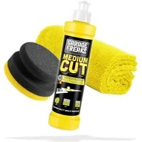 Garage Freaks Auto Handpolitur Set Medium Cut Schleifpolitur 250ml + Mikrofasertuch Autopolitur (3 St), Auto Hand Polier Set
