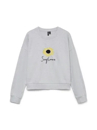 VERO MODA - VMULLA TRINA LS SWEAT BOX JRS Super Light Grey Melange - Gr. - XL