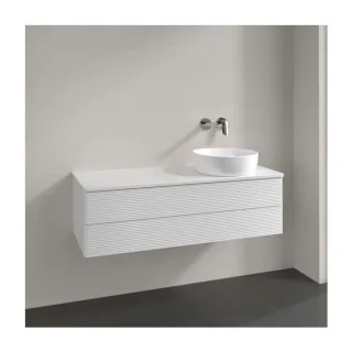 Villeroy und Boch Antao Waschtisch-Unterschrank K23150GF 120x36x50cm, Hahnloch, Waschbeckenplattenfarbe Lack, glossy white lacquer