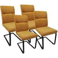 YOZI Freischwinger Freischwinger Esszimmer- Polsterstuhl Polyester Metall gelb (Packung, 4 St)