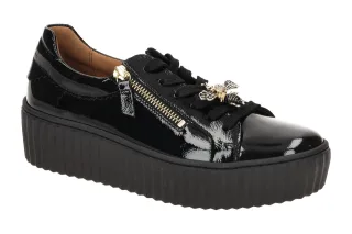 Gabor 73.201.97 Damenschuhe Sneaker schwarz (gold) mit herausnehmbarer Innens...