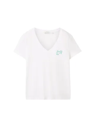 Denim Tom Tailor - T-Shirt aus Bio-Baumwolle white - Gr. - L