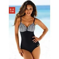 LASCANA Badeanzug mit schwarz-weißen Kontrastdetails und Shaping-Effekt