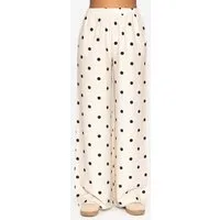 SASSYCLASSY Stoffhose Gepunktete Hose mit weitem Bein für Damen Weiche Stoffhose aus Viskose mit Taschen und elastischem Bund