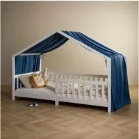 IDIMEX Betthimmel LIAN, Betthimmel Hausbett Deko, Musselin Baldachin aus 100% Baumwolle blau