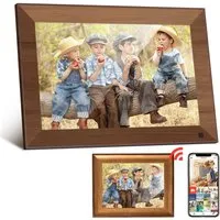 FANNOU Digitaler Fotorahmen 10.1" und Holzfotorahmen 6", Digitaler Bilderrahmen (25,40 cm/10,1 ", 1280 x 800 Pixel, 32 GB, Touchscreen WLAN mit Automatische Drehung Photo Video Teilen)