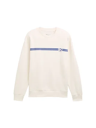 Denim Tom Tailor - Crewneck Sweatshirt mit Print gardenia white - Gr. - XXL