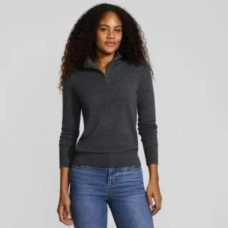 Kaschmir-Pullover mit Reißverschluss für Damen, Damen, size: regular, Beige, Kaschmir, by Lands' End