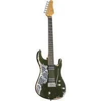 FAME E-Gitarre, E-Gitarren, ST-Modelle, Custom ST RW Worn Olive over Paisley - E-Gitarre