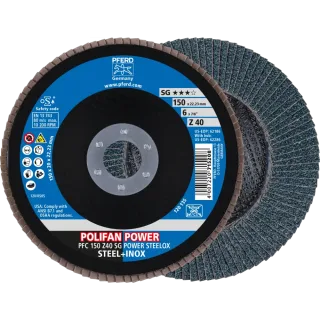 PFERD TOOLS POLIFAN POWER Fächerscheibe PFC konisch Zirkonkorund SG STEELOX Stahl/Edelstahl - 67784150