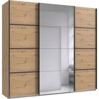 Wimex Schwebetürenschrank Jork Kleiderschrank mit Spiegel, schwarze Metallgriffe Schrank in verschiedenen Größen und Innenausstattungsvarianten