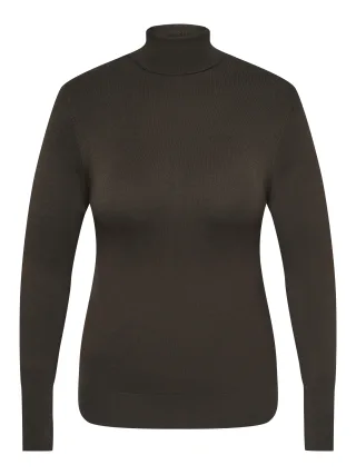 ONLY CARMAKOMA - CARVENICE LS ROLL PULLOVER NOOS Coffee Bean