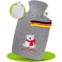 Hugo Frosch Wärmflasche Auslaufsicherer Bauchwärmer Klassik 1.8L mit Fleecebezug "Feel good", (33x19.5x4.5 cm), Weiche Wärmflasche, Made in Germany