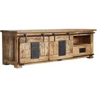 Massivmoebel24 TV-Board RAILWAY (Massivholz), Mango 160x45x50 natur lackiert RAILWAY #101