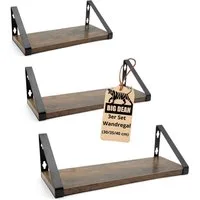 BigDean Wandregal 3er Set Wandregal Wall Shelf 2 Montagemöglichkeiten 30/35/40 cm, Set 1-tlg., Vintage Look, 2 Montage Möglichkeiten