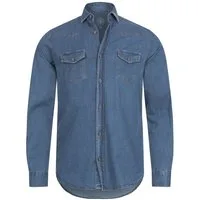 Gelverie Jeanshemd Herren Jeanshemd Hellblau GH-104