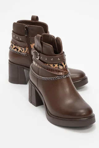 Boliva Schnalle Kette Blockabsatz Stiefel (Damen)