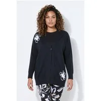 MIAMODA Strickjacke Strickjacke Loose Fit Blüten-Stickereien