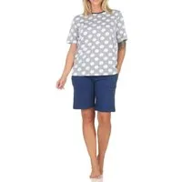 Normann Pyjama Normann Damen kurzarm Schlafanzug Shorty in Tupfen-Punkte Optik