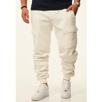 DAILY COTTON Jogginghose als Cargohose - Lange Trainingshose Sweatpants Herren Freizeithose mit Bündchen aus Baumwolle im Regular-Fit