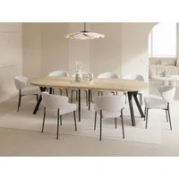 WFL GROUP Esstisch Twixy ausziehbar rund industrial mit schwarzen Holzbeinen (MADE IN EU, erhältlich in 2 Größen – Durchmesser 100 cm, ausziehbar auf 250/300 cm), XXL groß extra lang Ausziehtisch für 5-16 oder 5-14 Personen